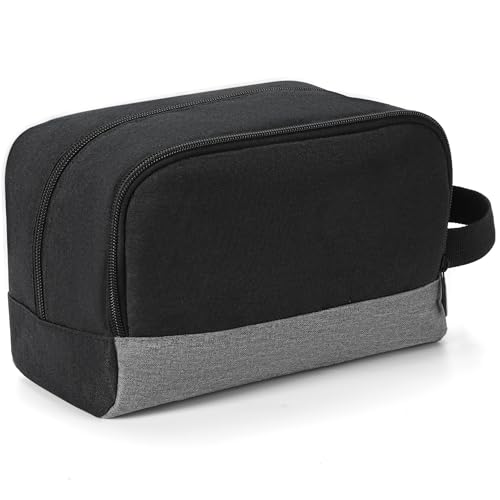 Elviros Saco de higiene para homem ultraleve e compacto - bolsa de higiene pequena com 2 compartimentos, nylon resistente e alça reforçada - ideal para viagens, negócios, Preto, Neceser