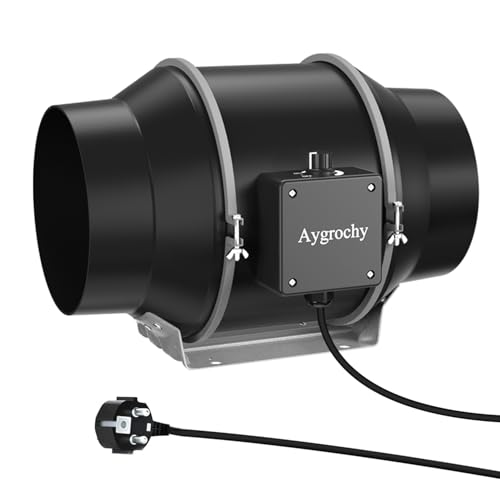 Aygrochy 125 mm ventilador extrator de ar ajustável, 416 m³/h motor CE trifásico, ventilador de saída de motor CE para casa de banho, porão, garagem, cozinha