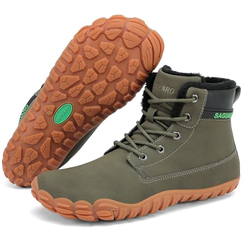 SAGUARO Sapatilhas Barefoot inverno homem botas de neve leves impermeáveis com forro quente, Gr.36-48