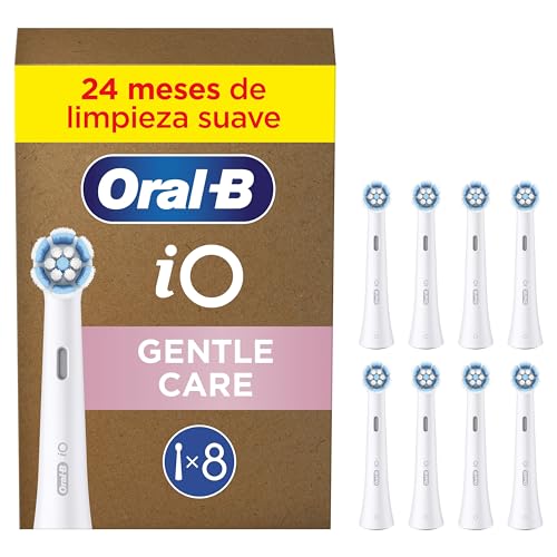 Oral-B Série iO Gentle Care cabeças de substituição originais, conjunto de 8 peças brancas para escovas de dentes elétricas oral - B iO, escovado suave, adequado para gengivas sensíveis