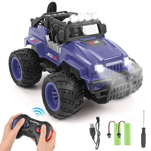 Weinsamkeit Carro telescópico para crianças, 1/16 carro todo-o-terreno remoto carro RC alta velocidade camião rádio controlo com faróis LED, 50 min de jogo presente para menino menina de 3 4 5 6 7 8 9