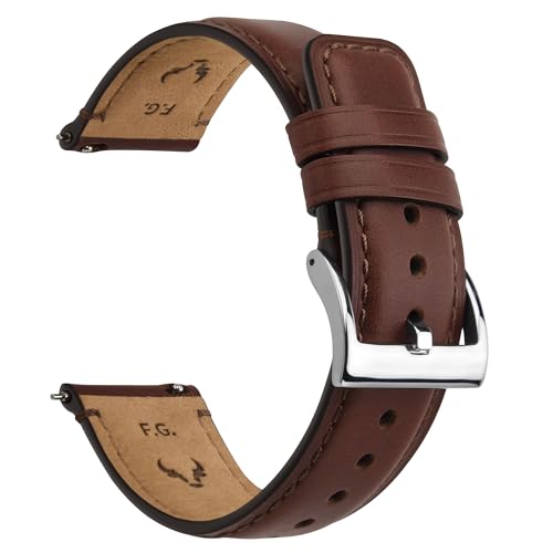 Fullmosa Pulseira de relógio 22 mm 20 mm 18 mm, correia de couro de libertação rápida, correia de substituição para homens / mulheres, correia de relógio para Samsung Galaxy Watch/Huawei Smart Watch