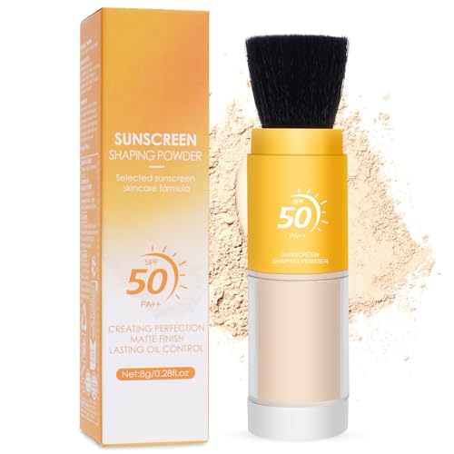Protetor solar em pó para o rosto com pincel - mineral e cosmético, seguro para peles sensíveis