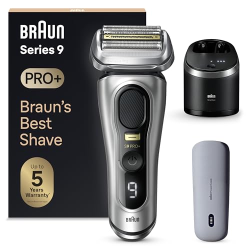 Braun Series 9 Pro máquina de barbear elétrica para homem, máquina de barbear e centro de limpeza SmartCare, PowerCase, em seco e molhado, 9577cc, prata