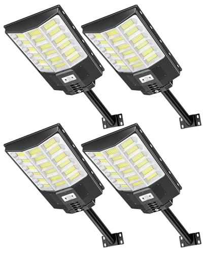 Sararoom Lanternas solares 1000 W | 6500 K holofotes LED para exterior, impermeável, IP65, lâmpada de energia solar com sensor de movimento e controlo remoto, luz de segurança para caminho, terraço