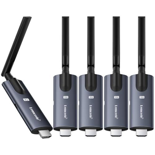 Transmissor HDMI sem fios e 4 receptores Lemorele 1080P, suporte 1 TX até 4 RX, transmissão de vídeo HD do portátil/câmara/TV para HDTV/monitor/projetor