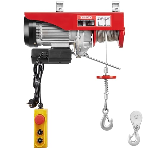 TEENO Guarda-louça elétrica de 1450 W, sobrecarga, elevador, guincho elétrico, 220 V 20 M, suspensão simples e dupla 400 kg, 800 kg, 6 m/min, 12 m/min, cor vermelha (400 kg/800 kg)