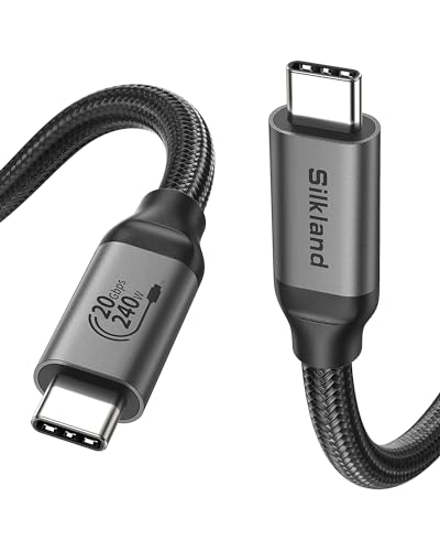 Silkland Cabo USB C 3,2 Gen2 × 2, 20 Gbps cabo de dados USB tipo C, USBC para USBC 3 M, carregamento rápido PD3,1 240 W 48 V/5 A, saída de vídeo 5 K/4K@60 Hz para MacBook Pro, iPad Pro, Dooodo