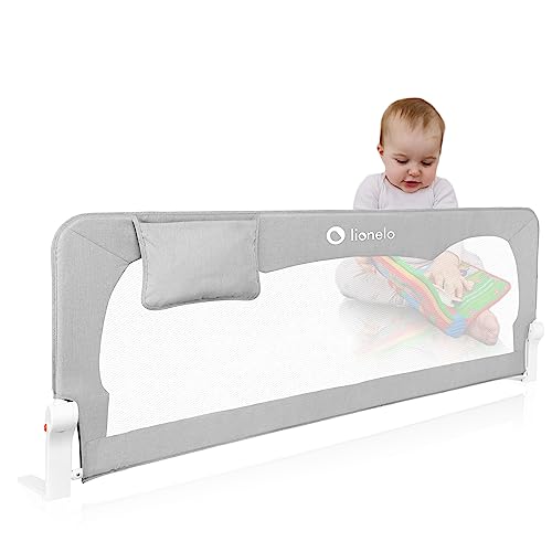 lionelo Hanna Barreira de segurança 150 cm x 65 cm - Cintos de proteção contra quedas SecureBelt adapta-se à maioria dos colchões malha arejada fácil montagem (cinzento)