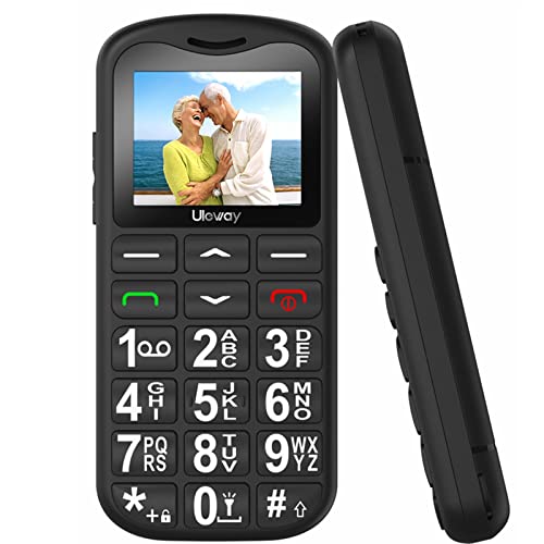 uleway Telemóvel G180 para idosos, duplo SIM telemóvel básico com teclas grandes, alto volume, rádio FM e lanterna botão SOS, fácil de usar para idosos (preto-)