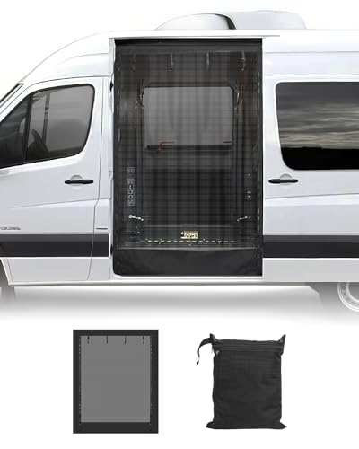 SUPAREE Rede mosquiteira para porta de carro, rede mosquiteira lateral, com fecho de correr, com fecho de gancho e laço e fecho de correr para auto-caravana caravana campismo (210 x 170 cm)