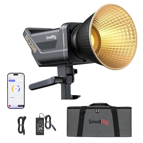 SMALLRIG RC 220B 220W luz contínua fotografia bicolor 2700K-6500K 84500 Lux@3,3 pés (1 m) iluminação contínua CRI 95 TLCI 96 com armação Bowens, controlo manual e de aplicação de forma remota - 33 621
