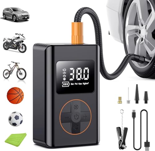 Compressor ar carro portátil 5 modos, insuflador rodas carro 6000 mAh, insuflador elétrico bateria 150 PSI recarregável com luz, insuflador rodas bomba para bicicleta, motociclo, bola, colchão