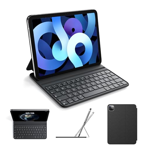 HOU Teclado fino para iPad Air 6/5/4/Pro 11, Air 11" (M3/M2, 2025/2024), capa de imitação de couro com teclado, ângulo ergonómico, design do idioma espanhol Ñ, preto