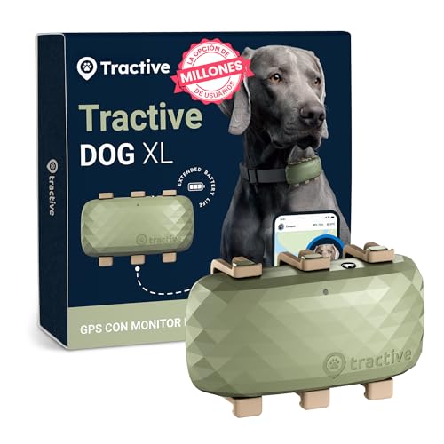 Tractive GPS cães XL | Até 1 mês de autonomia | Líder de mercado | Localização em tempo real em todo o mundo | Alertas anti-fugas, monitor de atividade com avisos de saúde
