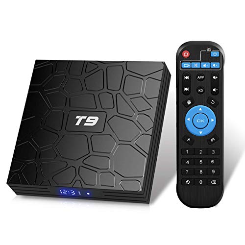 Android TV Box, T9 Android 9.0 TV BOX 4 GB RAM/32 GB ROM RK3318 Quad-Core Media Box suporte 2,4 GHz/5,0 GHz WiFi 64 bits H.265 Bluetooth 4.0 DLNA UHD 4K Mini TV Box