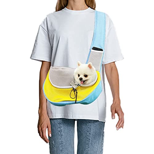 FEimaX Bolsa de tiracolo para cão transporte mala de viagem para animais de estimação mala transportadora de cão mala de ombro para cães gatos, para viagens ao ar livre, caminhar no metro (S, azul)