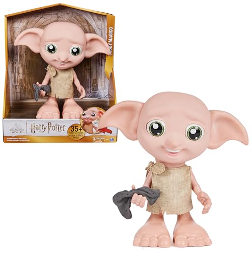 Wizarding World - Boneco interativo Dobby Elfo Harry Potter de 21,6 cm com meia e mais de 30 sons e frases - Harry Potter presentes - brinquedos crianças 6 anos +