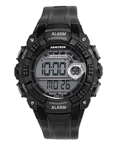Armitron Sport Men's 49 mm Digital Chronograph Black Strap Watch