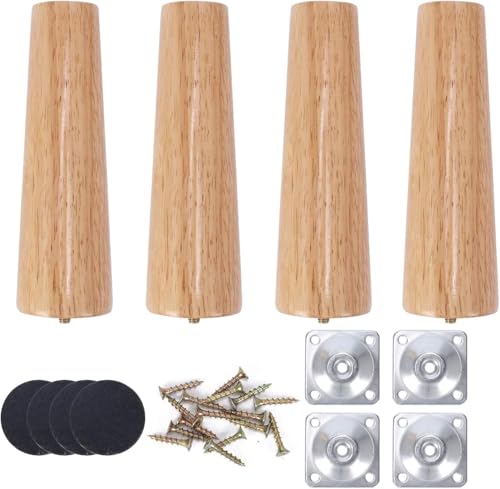 Luabue 4 peças pernas para móveis de madeira pernas de madeira para móveis com placas de montagem, parafusos, pernas para sofá, banco, mesa de chá, cadeira, escritório, armário, otomana (20 cm)