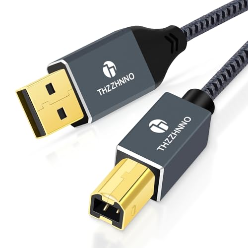 Thzzhnno Cabo de impressora USB 5 M, cabo USB A a USB B, USB 2.0 tipo A macho a B cabo scanner macho para HP, Dell, Epson, Xerox, Lexmark, Brother, Canon, Samsung, piano e muito mais