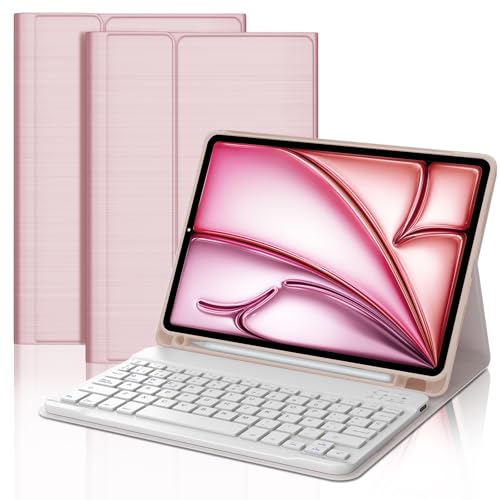 FOGARI iPad Air 11 M2/M3 teclado, capa teclado para iPad Air de 11 polegadas M2/M3 2024/2025, espanhol Ñ teclado Bluetooth removível magnético, rosa