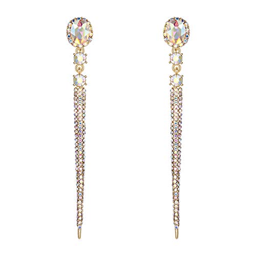 Brincos de mulher - Clearine brincos em forma de borla franja, cristal estilo lindo para casamento noiva festa