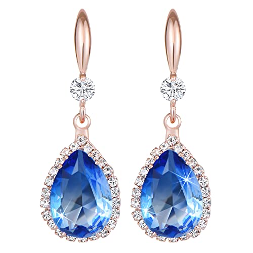 Linawe Brincos suspensos para mulher, brincos pendentes, jóias de ouro, prata e ouro rosa, brincos pendentes de cristal com diamantes, jóias de moda para casamentos