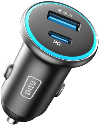 INIU Carregador de carro, USB C 33W USB A 36W carregador rápido de automóveis, adaptador de metal para iPhone 16 15 14 13 12 Pro MAX Mini Samsung S21 Huawei LG