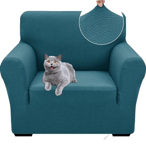 Ystyle Capa para sofá de 1 lugar ajustável, capas elásticas para poltronas, capa de sofá anti-gatos cães, sofá cover com apoios de braços, jacquard capas sofá antiderrapante lavável, turquesa