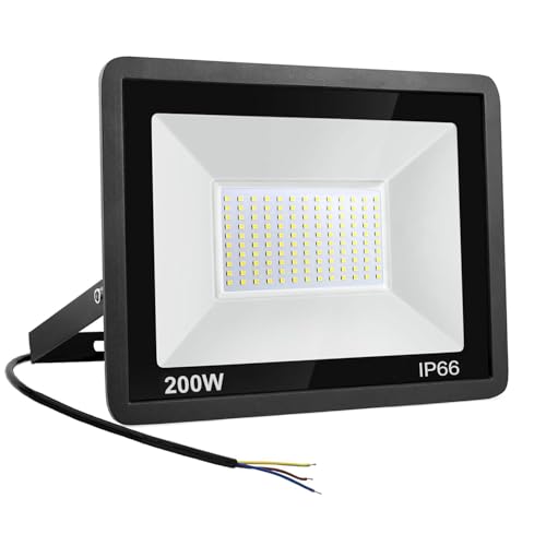 Niserelesa Focos LED para exterior, 200 W, IP66 impermeável projetor LED, branco frio, 6500 K 20000 Lumen Floodlight para casa, garagem, pátio, terraço, campo