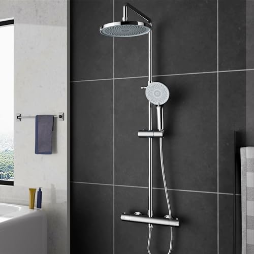 MORADO Coluna chuveiro, coluna de chuveiro termostático com torneira sistema de chuveiro térmico, para casas de banho coluna de conjunto de chuveiro barra de altura ajustável