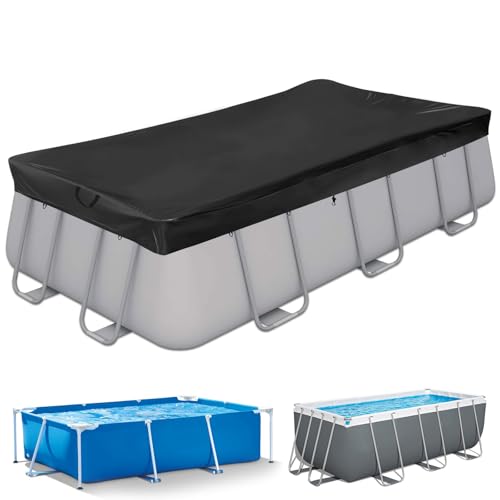 Aipwerer Cobertor de piscina retangular para piscinas de 300 a 200 cm, capa de piscina 305 x 205 cm, resistente ao desgaste, cobertura para INTEX & BESTWAY piscinas (cordão preto)