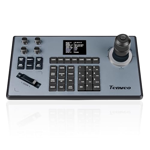 Tenveo Controlador de Joystick de câmara na plataforma de nuvem ecrã LCD prevê o teclado do controlador de Joystick 4d suporte PoE visca Over IP rs422 rs485 RS232 Pelco-D/P
