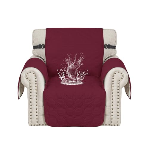 Ystyle Capa sofá impermeável 1 lugar, capas para poltronas, capas de sofá anti-gatos, capas de sofá antiderrapantes para cães animais de estimação, sofá cover anti-manchas, vermelho vinho