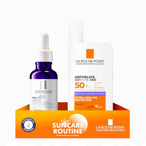 Rotina de verão antimanchas, a Roche Posay, protetor solar antimanchas, SPF 50 + fluido invisível anthelios UV-MUNE 400, 50 ml gel de soro B3, despigmentante, antimanchas, com melasyl e niacinamida