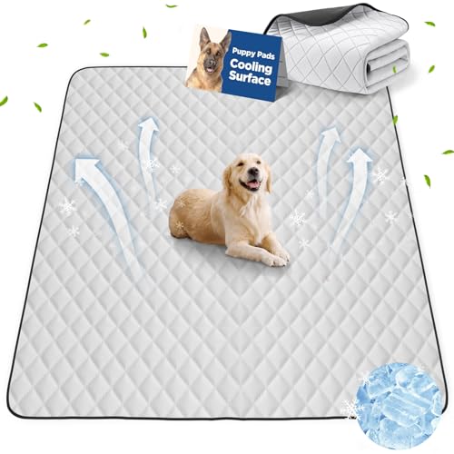 Gimars 165 × 122 cm, tapete reutilizável para cães, tapete lavável extra grande com superfície fresca, alta absorção, anti-fugas e antiderrapante, ideal para cães idosos ou incontinentes