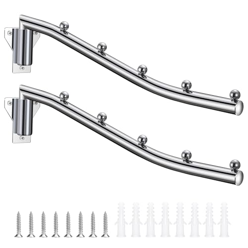 ZLLkeji Cabide de parede para roupa cabide de parede dobrável com suporte para braço brilhante metal cabide de roupa montado parede para quarto casa de banho sala de lavar varanda 2 peças