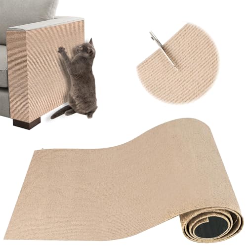ZenithyrEn Protetor de sofá anti-riscos para gatos, tapete arranhador para gatos, autoadesivo, 100 x 30 cm, reutilizável e recortável, ideal para sofás, móveis e paredes, arranhador de sofá, sisal