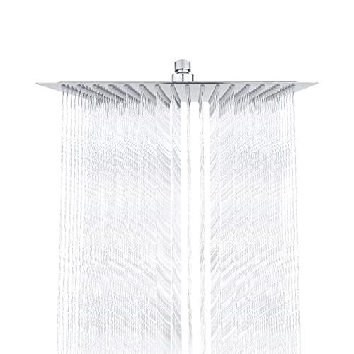 Ibergrif M20294 Pulverizador para duche quadrado, alcachofra de duche de aço inoxidável, prata, 30 cm