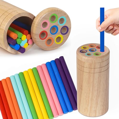 Joozmui Montessori Brinquedos quebra-cabeças de madeira 1 2 3 anos, brinquedos de madeira para atividades e desenvolvimento Montessori jogos educativos crianças 1 2 3 anos brinquedos sensoriais 1 ano
