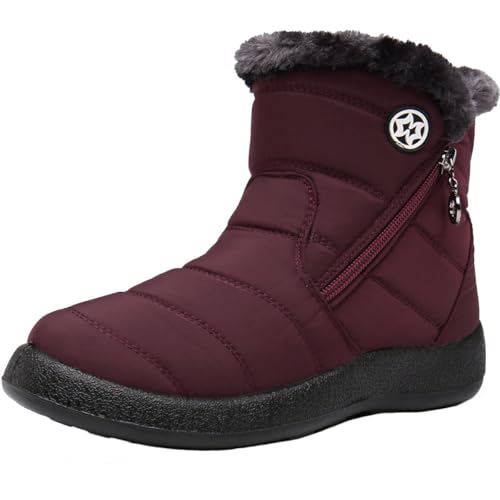 Botas de neve para mulher botins de inverno impermeável com fecho de correr forrado quentes botas sapatos ao ar livre ultraleve antiderrapante