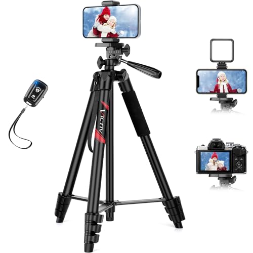 Victiv 162 cm Tripé para telemóvel alto, tripé portátil com controlo remoto e suporte para telemóvel, alumínio Selfie tripé para iPhone/Samsung/Huawei
