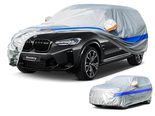 Capa de carro, Holthly de 10 camadas, respirável, a capa para carro exterior oferece proteção contra o vento, a água e os raios UV. Adequado para Audi Q5, BMW X3 e outros modelos de veículos. YL