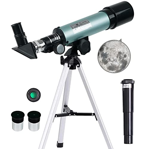 Mijiao Telescópio astronómico para crianças, telescópio 360/50 mm 90 X telescópios astronómicos refletores com tripé, telescópio presente telescópios astronómicos para crianças adultos observar a lua,