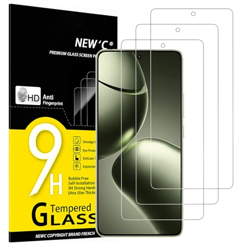 NEW'C 3 peças, protetor de ecrã para Xiaomi 14T, 14T Pro, vidro temperado anti-riscos, anti-impressões digitais, sem bolhas, dureza 9H, 0,33 mm ultra transparente, ultra resistente