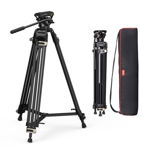 SMALLRIG 73" Tripé de vídeo com amortecimento ajustável, placa QR de modo duplo para dji RS 2 / RS 3 / RS 3 Pro / RS4 / RS4 Pro Gimbals e para MFT, placa QR, carregamento máximo 17,6 Lbs/8 kg - 3751B