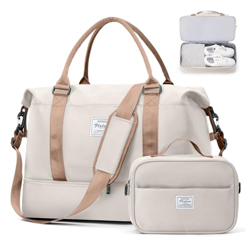 Bolsa de viagem para mulher, mala de desporto, mala de mão para bagagem, bolsa de ginásio impermeável, sacos de fim de semana para mulher, bolsa para hospital, bolsa de natação para praia, C11-bege