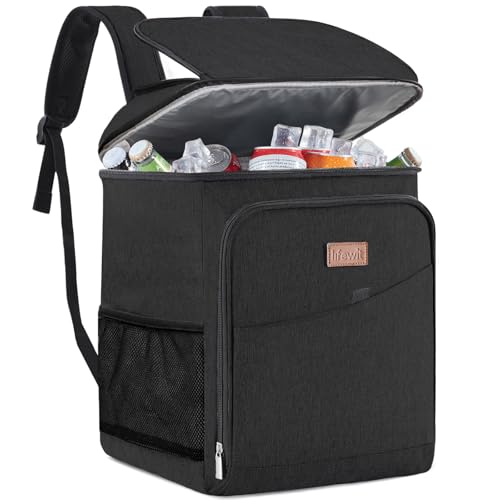 Lifewit Mochila frigorífico isotérmico 26 L (34 latas), frigoríficos para portátil, cestas para louça de exterior e piquenique, grandes mochilas térmicas porta-alimentos para praia, campismo, viagens