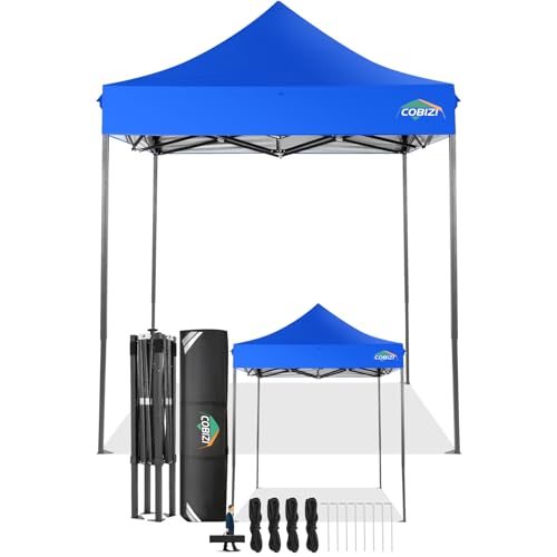 COBIZI Tenda dobrável 2 x 2 sem parede lateral, impermeável tenda dobrável, tendas para exteriores, pérgolas para jardim, festa campismo praia (2 por 2 m azul)